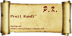 Preil Kunó névjegykártya